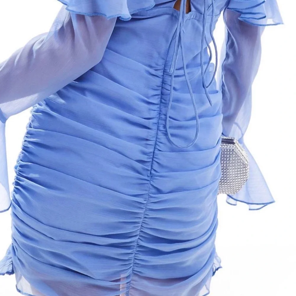 ASOS Blue Ruffled Mini Dress - Picture 2 of 3